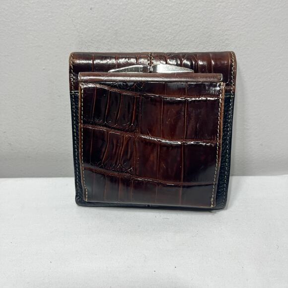 Brighton Wallet VTG Card Keeper Coin Purse Combo Brown Black Leather Crogo Small - Picture 8 of 8